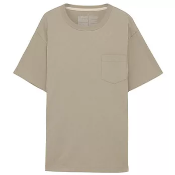 [MUJI無印良品]男有機棉粗織圓領短袖T恤L米色