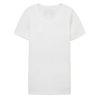 [MUJI無印良品]女有機棉針織圓領短袖T恤XS柔白