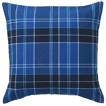 [MUJI無印良品]有機棉格紋抱枕套/馬杜拉斯/深藍色