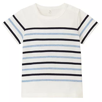 [MUJI無印良品]幼兒有機棉寬紋短袖T恤90深藍
