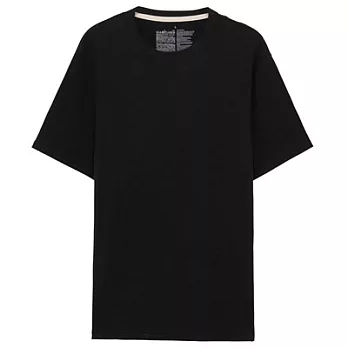 [MUJI無印良品]男有機棉節紗圓領短袖T恤M黑色