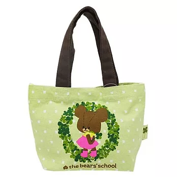 【日本進口正版】小熊學校 帆布 手提袋/便當袋 The Bears’ School -綠色款