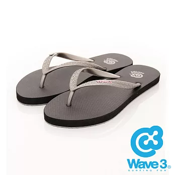 WAVE 3 (女) 古典壓紋 鞋底撞色輕量人字夾腳拖鞋 -US5灰底灰