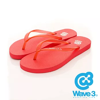 WAVE 3 (女) 彈力果凍 基本款素色人字夾腳拖鞋 -US5透明紅