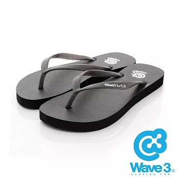 WAVE 3 (女) 彈力果凍 基本款素色人字夾腳拖鞋 -US6晶亮黑