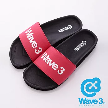 WAVE 3(女) - 健康足底印模一片橡膠拖鞋 -US5黑底紅