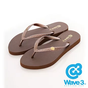WAVE 3 (女) 風姿 基本款輕量素色人字夾腳拖鞋 -US5咖