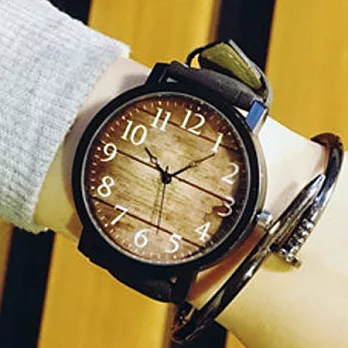 Watch-123 極彩國度-星空復古黑白創意設計師手錶 (4色任選)木紋