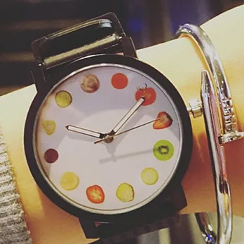 Watch-123 甜在心-創意水果刻度中學生軟妹手錶 (2色任選)黑色
