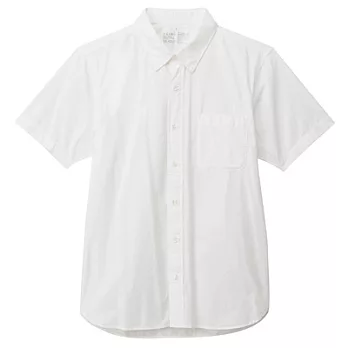 [MUJI無印良品]男有機棉水洗平織布短袖襯衫S白色