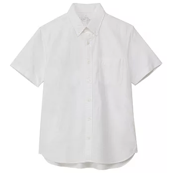 [MUJI無印良品]男有機棉水洗牛津布扣領短袖襯衫S白色