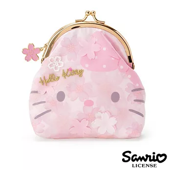 【日本進口正版】三麗鷗 Hello Kitty 櫻花 珠扣包/零錢包 Sanrio