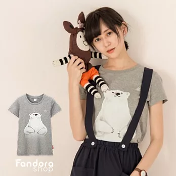 【Fandora】動物好朋友>>大白熊先生-短袖女裝TEE-_S麻灰