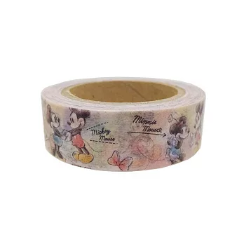 《KAMIO》迪士尼手繪系列15mm和紙膠帶(水彩米奇米妮)