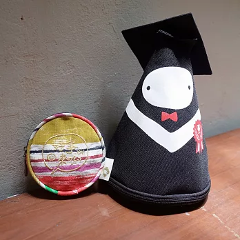 Layoo來哟/畢業禮物【學士服小精靈提袋】+【好事來喲】刺繡 開運 零錢包/耳機線、電源線收納/台灣帆布-彩色畫筆