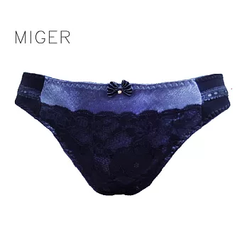 [MIGER密格內衣]黑蝴蝶結亮感中低腰三角內褲 -台灣製- (編號：8396)寶藍色