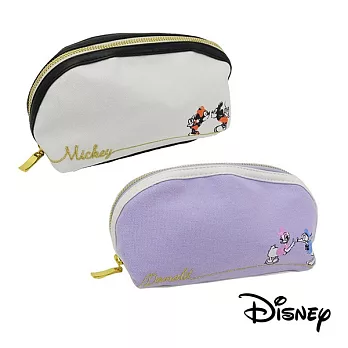 【日本進口正版】迪士尼 經典人物 帆布 化妝包/收納包/筆袋 Disney -米奇米妮款