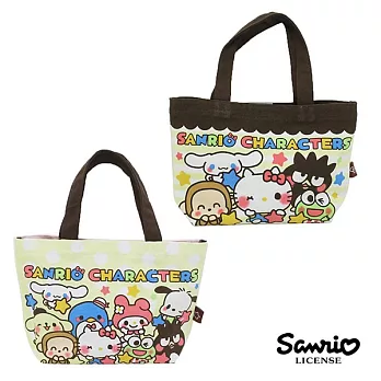 【日本進口正版】三麗鷗 人物大集合 帆布 手提袋/便當袋 Sanrio -條紋款