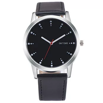 Watch-123 有感旅行-經典回憶品味顏色情侶手錶 (5色任選)黑帶黑面