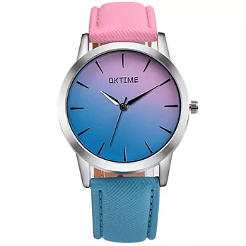 Watch-123 雙面佳人-青春時尚粉嫩漸層色帶手錶 (8色任選)上粉下藍