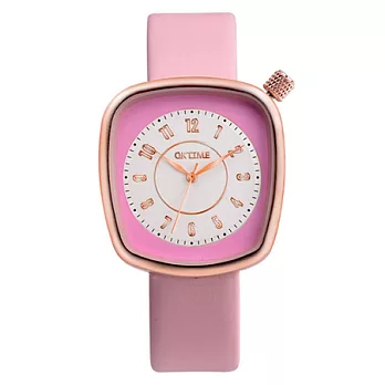 Watch-123 水漾青春-清雅脫俗纖巧方形美手錶 (5色任選)粉紅色