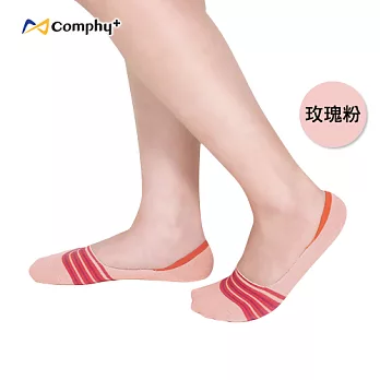 【Comphy+】條紋隱型襪-玫瑰粉（M 號）抑菌除臭科技機能休閒襪