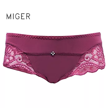 【MIGER密格內衣】花紋蕾絲低腰三角褲-台灣製-(編號：8337)葡萄紫