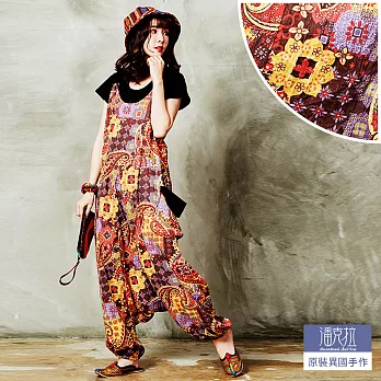 【潘克拉】變形蟲方塊連身飛鼠褲-F　F黃