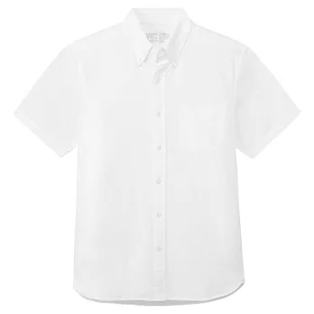 [MUJI無印良品]男有機棉水洗牛津布扣領短袖襯衫S白色