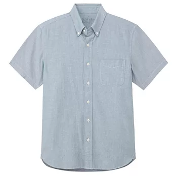 [MUJI無印良品]男有機棉水洗牛津布扣領短袖襯衫S藍色
