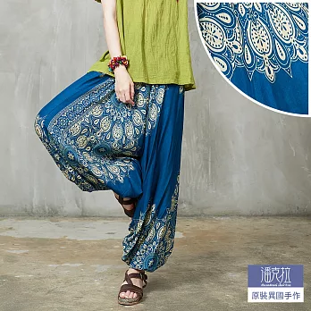 【潘克拉】異國花紋飛鼠褲-F　FREE水藍