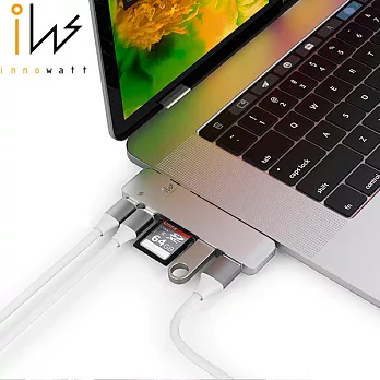 Innowatt 鴻海USB 3.1 Type-C 多功能集線器 for MacBook Pro(贈品傳輸線)-銀