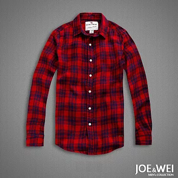 【JOE & WEI】Slim Fit雙層格紋襯衫-XL　XL紅格