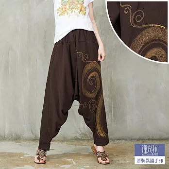 【潘克拉】大螺旋刷色飛鼠褲(咖)-F　FREE咖