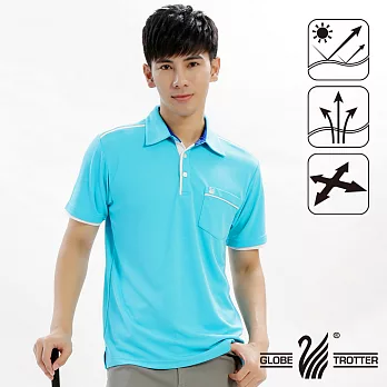 【遊遍天下】男款抗UV吸濕排汗機能POLO衫(GS10013)M水藍