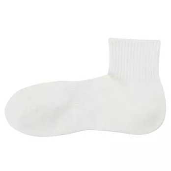 [MUJI無印良品]男有機棉混足底圈絨直角短襪25~27cm柔白