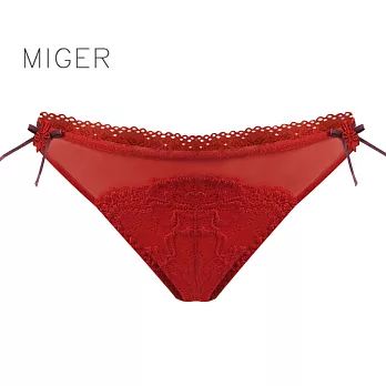[MIGER密格內衣]蕾絲花邊網紗低腰三角內褲 -台灣製- (編號：8258) 紅色