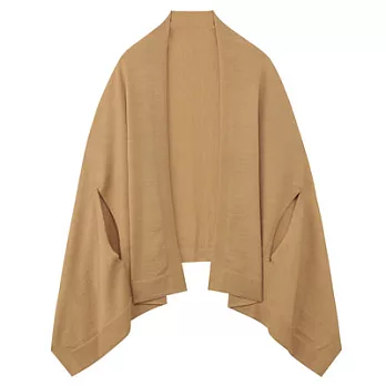 [MUJI無印良品]羊毛混蠶絲附袖口披肩駝色