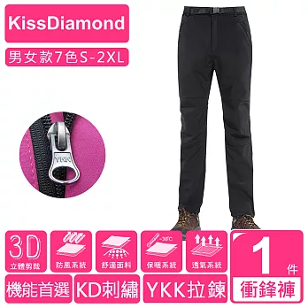 【KissDiamond】KD第三代頂級加絨加厚立體剪裁三防衝鋒褲(防風/防雨/防寒/保暖/男款 3色 S-2XL可選)2XL黑色