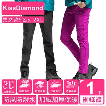 【KISSDIAMOND】頂級加絨三防加厚衝鋒褲(防風/防雨/防寒/保暖/雪褲/登山褲/男女款/現貨9色S-2XL)S男/軍綠