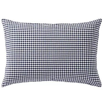 [MUJI無印良品]有機棉柔舒水洗棉枕套/50/暗藍格紋