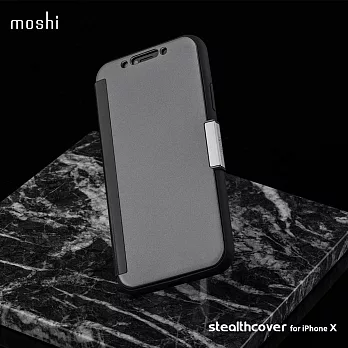 Moshi StealthCover for iPhone X 半透明側開保護殼灰