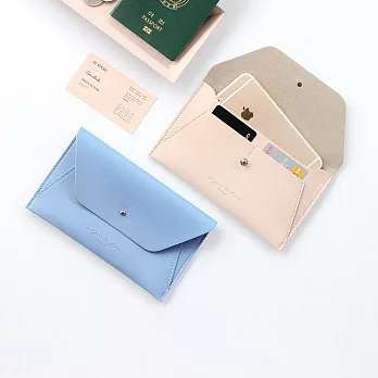 ICONIC 設計師極簡皮革護照套皮夾-晴空藍
