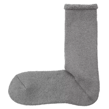 [MUJI無印良品]男有機棉混厚織圈絨直角襪灰色25~27cm
