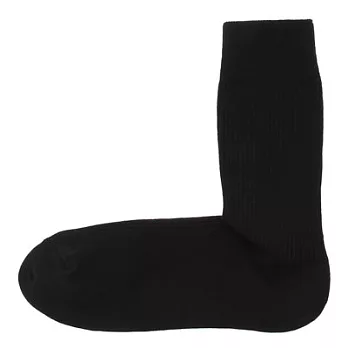 [MUJI無印良品]男有機棉混螺紋直角襪黑色28~30cm