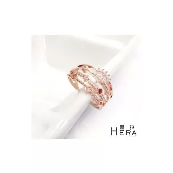 【Hera】赫拉 四層線條鑲水鑽鏤空皇冠四葉草微調戒/開口戒