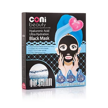 【coni beauty】玻尿酸超儲水微導黑面膜5入/盒