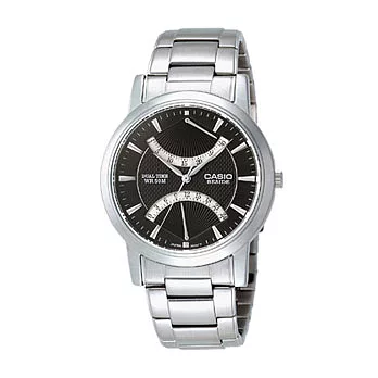 CASIO BESIDE知性優雅經典逆跳紳士錶(黑)