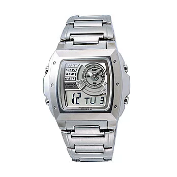 CASIO EDIFICE系列 都會炫風雙顯錶(銀)