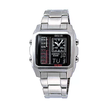 CASIO EDIFICE系列 科技時尚雙顯錶(黑)